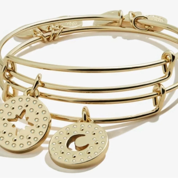 Alex and ani Best Friends Moon + Star Charm Bangle, Set of 2 - Picture 2 of 3